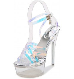 Cross Strap Stiletto Sandals Silver 37 $30.82 Sandals