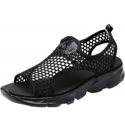 Women's Flat Sandals Women Summer Mesh Beach Slip On Sport Casual Open Toe Flat Soft Bottom Breathable Shoes Sandals Black $1...