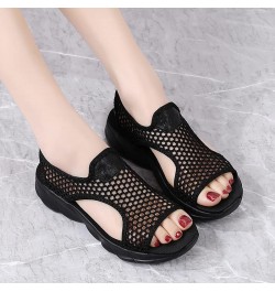 Women's Flat Sandals Women Summer Mesh Beach Slip On Sport Casual Open Toe Flat Soft Bottom Breathable Shoes Sandals Black $1...