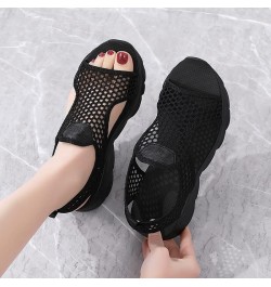 Women's Flat Sandals Women Summer Mesh Beach Slip On Sport Casual Open Toe Flat Soft Bottom Breathable Shoes Sandals Black $1...