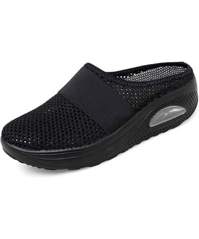 Air Cushion Slip On Orthopedic Walking Shoes With Arch Support Knit Casual Comfort Outdoor Walking Sandals for Black $11.65 O...