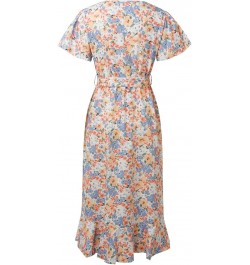 Women's Floral Print Boho Dress Wrap V Neck Ruffle Belted A Line Flowy Maxi Dresses Beige- Dresses for Women 2024 Elegant $11...