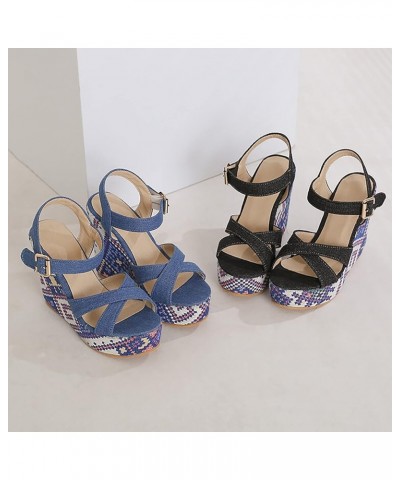 Summer Sandals for Women 2023 2023 New Bohemian Sandals Water Proof Platform Slope Heel Large Korean Edition Ultra High Black...