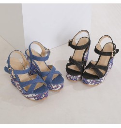 Summer Sandals for Women 2023 2023 New Bohemian Sandals Water Proof Platform Slope Heel Large Korean Edition Ultra High Black...