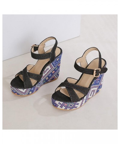 Summer Sandals for Women 2023 2023 New Bohemian Sandals Water Proof Platform Slope Heel Large Korean Edition Ultra High Black...