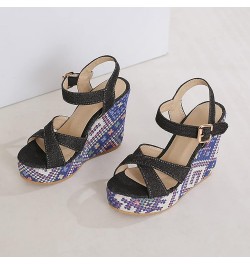 Summer Sandals for Women 2023 2023 New Bohemian Sandals Water Proof Platform Slope Heel Large Korean Edition Ultra High Black...