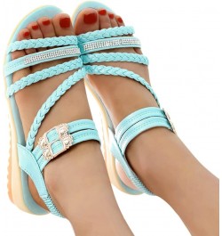 Women Solid Braid Strap Wedge Sandals Womens Sandals Shoes Open Beach Wedges Slippers Fashion Toe Roman Knot Women's Sandals ...