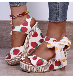 Women Solid Suede Roman Style Platform Sandals Buckle Strap Super High Heel Dressy Shoes Fish Mouth Slip on Wedge Sandals Red...