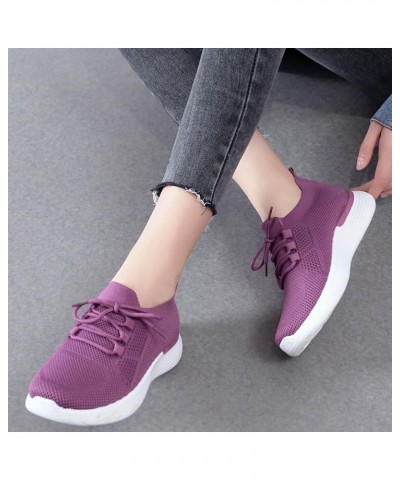 Lace Up Sneakers for Women Platform Flat Heel Round Toe Solid Color Soft Sole Outdoor Walking Comfortable Lightweight Trendy ...