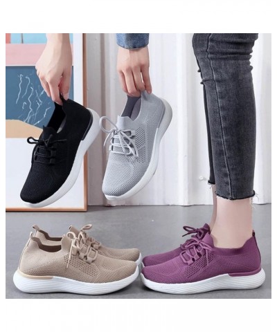 Lace Up Sneakers for Women Platform Flat Heel Round Toe Solid Color Soft Sole Outdoor Walking Comfortable Lightweight Trendy ...