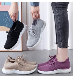 Lace Up Sneakers for Women Platform Flat Heel Round Toe Solid Color Soft Sole Outdoor Walking Comfortable Lightweight Trendy ...