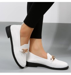 Fashion Autumn Women Casual Shoes Flat Low Heel Fly Woven Mesh Breathable Comfortable Slip On Chain Woven Sandals White $15.7...