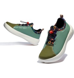 Women's Art Painted Fashion Sneaker Wide Toe Lace-up Lightweight Comfort Walking Travel Shoes Bartello Bartello Ⅱ-matcha Latt...