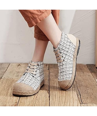 Women's Espadrille Shoes Linen Shoes Simple Hand Stitched Women's Cloth Shoes Beige $22.80 Flats