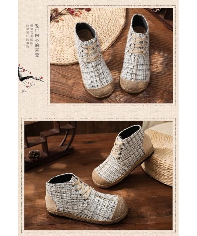 Women's Espadrille Shoes Linen Shoes Simple Hand Stitched Women's Cloth Shoes Beige $22.80 Flats