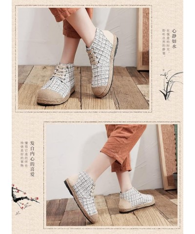 Women's Espadrille Shoes Linen Shoes Simple Hand Stitched Women's Cloth Shoes Beige $22.80 Flats