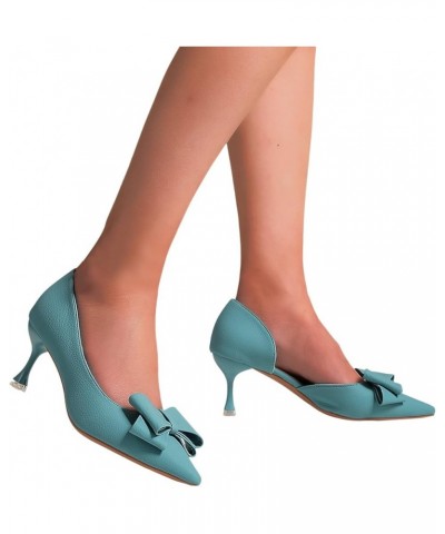 Trendy Summer Heel Sandals for Women 2024 Bow Spring Butterfly Comfort Dressy Stiletto Heel Cutes Wedding Casual Sexy Blue $1...