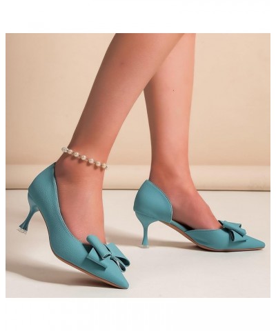 Trendy Summer Heel Sandals for Women 2024 Bow Spring Butterfly Comfort Dressy Stiletto Heel Cutes Wedding Casual Sexy Blue $1...