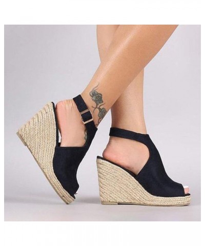 Women's Wedges Sandals,Buckle Roman Summer Casual Ladies Shoes Breathable Ankle Strap Open Toe Solid Thong Platform Sandals f...