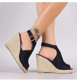 Women's Wedges Sandals,Buckle Roman Summer Casual Ladies Shoes Breathable Ankle Strap Open Toe Solid Thong Platform Sandals f...