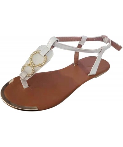 sandals women dressy summer flat clear thong sandals Low Heeled Sandal Comfort Wedge Slip on Sandal Z-01 White $10.24 Outdoor...