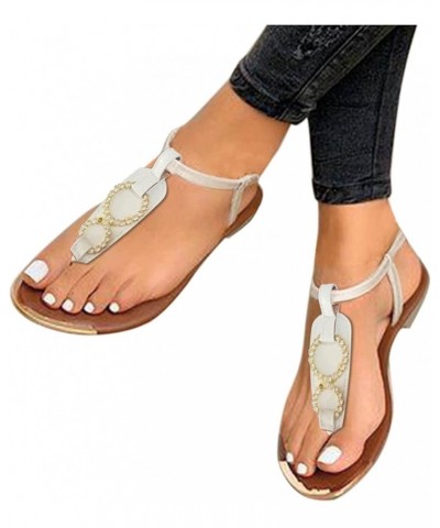 sandals women dressy summer flat clear thong sandals Low Heeled Sandal Comfort Wedge Slip on Sandal Z-01 White $10.24 Outdoor...