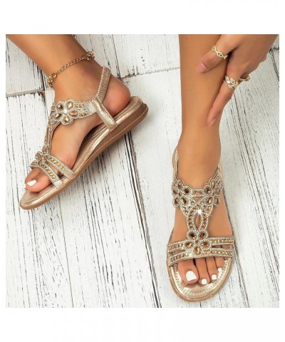 Slides Sandals for Women Buckle Ankle Strap High Block Chunky Wedge Sandal Flat Open Toe Non Slip Sandals 110-ibzwp-1-gold $1...