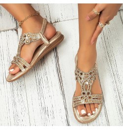 Slides Sandals for Women Buckle Ankle Strap High Block Chunky Wedge Sandal Flat Open Toe Non Slip Sandals 110-ibzwp-1-gold $1...