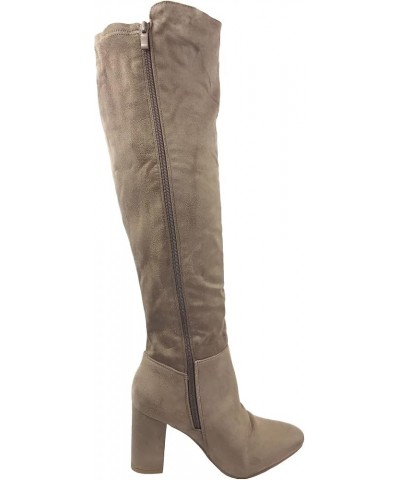 Womens Classy High Heel Knee High Boots Taupe $29.90 Boots