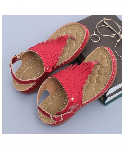 Casual Wedge Sandals for Women Comfortable Tassel Clip Toe Summer Beach Sandals Fashion Ladies Flip Flops Bohemia Platform Dr...