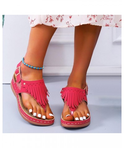 Casual Wedge Sandals for Women Comfortable Tassel Clip Toe Summer Beach Sandals Fashion Ladies Flip Flops Bohemia Platform Dr...