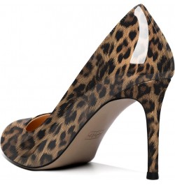 Women Casual Patent Round Toe Pumps Stiletto High Heel Slip On Evening Wedding Dress Shoes 3.4 Inch Leopard $26.64 Pumps