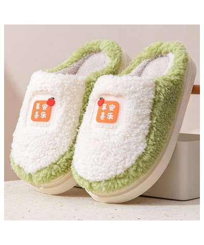 Ladies Antislip Slippers 2022 Couple Women's Korean Plush Can Wear Indoors And Outdoors Thick Bottom Non Slip Shoes Green $9....