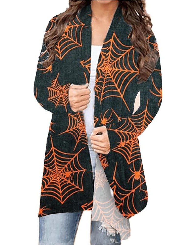 Halloween Costumes For Women Plus Size Witch Scary Funny Cat Printed Loose Open Front Long Sleeve Cardigan Black $7.19 Outdoo...