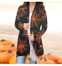 Halloween Costumes For Women Plus Size Witch Scary Funny Cat Printed Loose Open Front Long Sleeve Cardigan Black $7.19 Outdoo...