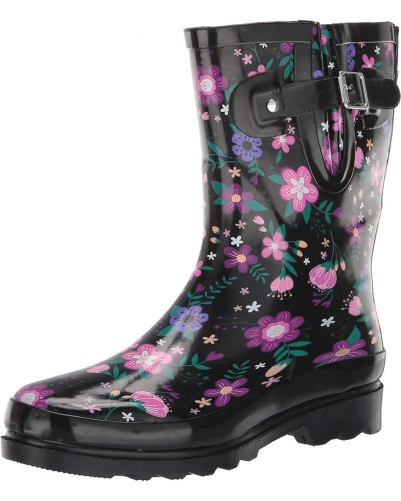 Waterproof Mid Rain Boot Blossoming $25.47 Outdoor Shoes