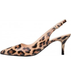 Kitten Heels for Women Slingback Pumps Sandals Pointy Toe Pumps Leopard Patent $23.84 Sandals