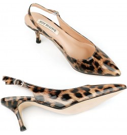 Kitten Heels for Women Slingback Pumps Sandals Pointy Toe Pumps Leopard Patent $23.84 Sandals