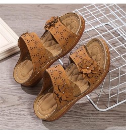 2023 New Slippers with Flowers Women's Vintage Wedge Heel Slippers Comfortable Platform Orthopedic Sandals Summer Peep Toe Sl...