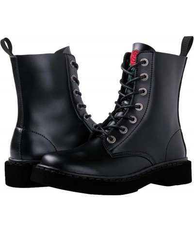 Women's Combat Boots Lace Up Boots For Women Ankle Booties For Women Low Heel 19yy27 Black $30.82 Boots