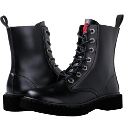 Women's Combat Boots Lace Up Boots For Women Ankle Booties For Women Low Heel 19yy27 Black $30.82 Boots