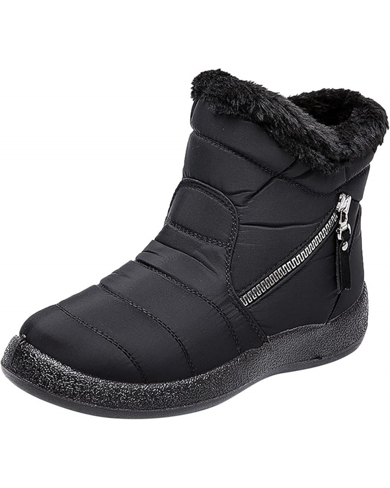 Women Snow Boots Winter Shoes with Plush Lined Warm Slip On Boots for Women Waterproof Booties Outdoor Shoes Black-c $15.18 O...