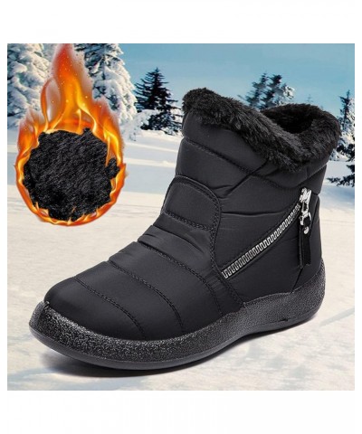 Women Snow Boots Winter Shoes with Plush Lined Warm Slip On Boots for Women Waterproof Booties Outdoor Shoes Black-c $15.18 O...