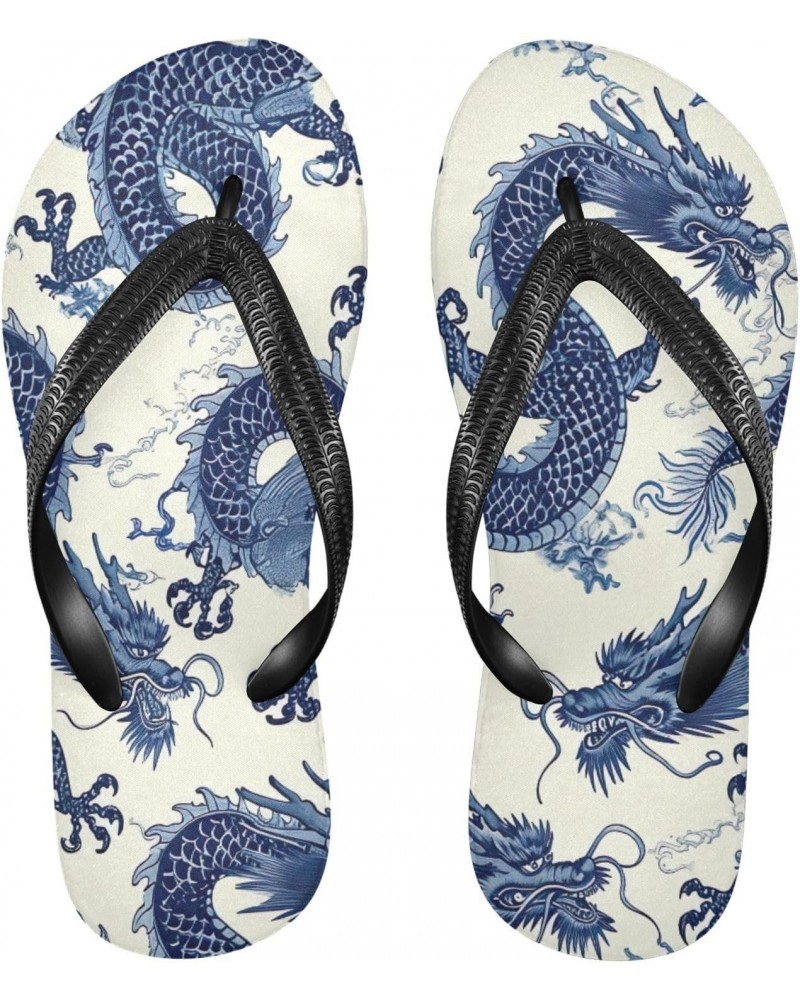 Chinese Dragon Pattern Flip Flop Sandal Men's and Women's Summer Sandal | Beach & Water Shoes(46) $13.99 Sandals