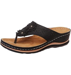 Orthopedic Sandals For Women Arch Support Slide In Comfortable Wide Width Orthotic Casual Dressy Summer Sandals S-black $13.3...