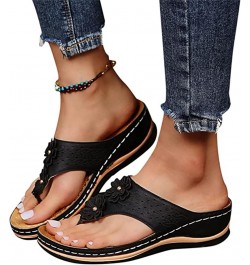 Orthopedic Sandals For Women Arch Support Slide In Comfortable Wide Width Orthotic Casual Dressy Summer Sandals S-black $13.3...