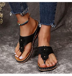 Orthopedic Sandals For Women Arch Support Slide In Comfortable Wide Width Orthotic Casual Dressy Summer Sandals S-black $13.3...