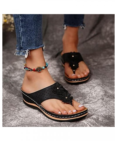 Orthopedic Sandals For Women Arch Support Slide In Comfortable Wide Width Orthotic Casual Dressy Summer Sandals S-black $13.3...