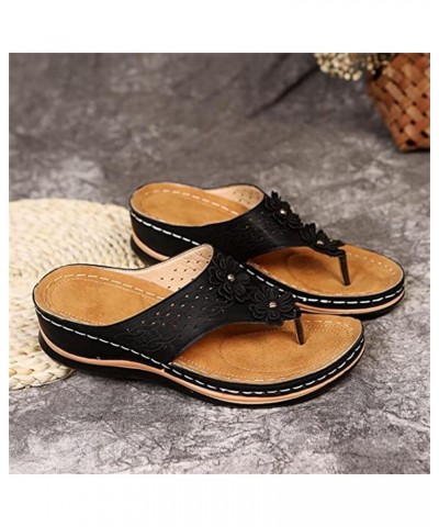 Orthopedic Sandals For Women Arch Support Slide In Comfortable Wide Width Orthotic Casual Dressy Summer Sandals S-black $13.3...