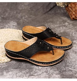 Orthopedic Sandals For Women Arch Support Slide In Comfortable Wide Width Orthotic Casual Dressy Summer Sandals S-black $13.3...